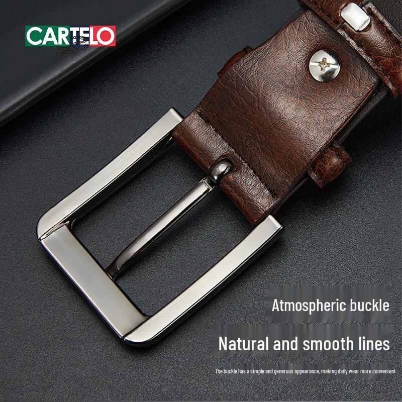 CARTELO Men's Genuine Leather Pin Buckle Belt