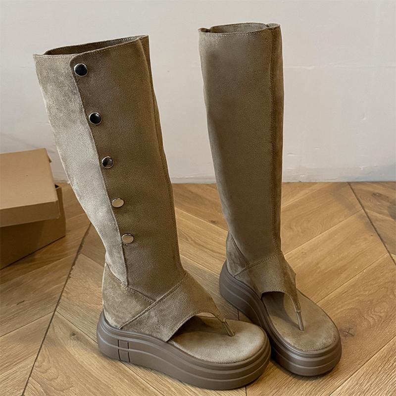Modne płaskie sandały na platformie dla kobiet, designerskie nowe buty, modne letnie damskie chłodne botki 2025 z klipsem na palec, casualowe do chodzenia, Zapatos De Mujer