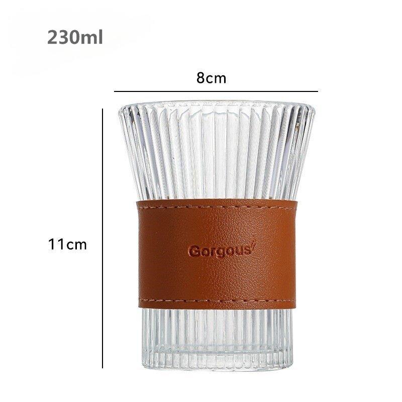 Japanese Vertical Pattern Milk Glass Tea Cup Transparent Wine Glass Anti-scalding Insulation Brewing Fair Cup Coffee Drinkware