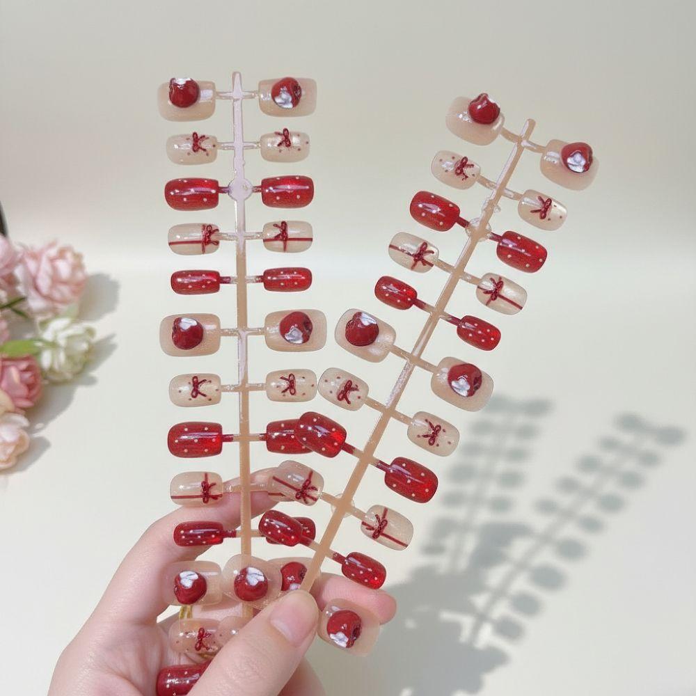 Polka Dots False Nails 30 Pcs/Set Extended Nail Extensions Cute Fake Nail Tips  Nail Art DIY