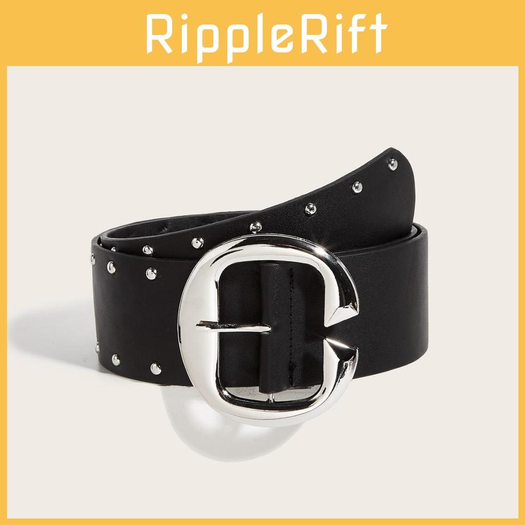 Style Rivet Leather Belt With Metal Buckle For Street Fashion And Casual Wear