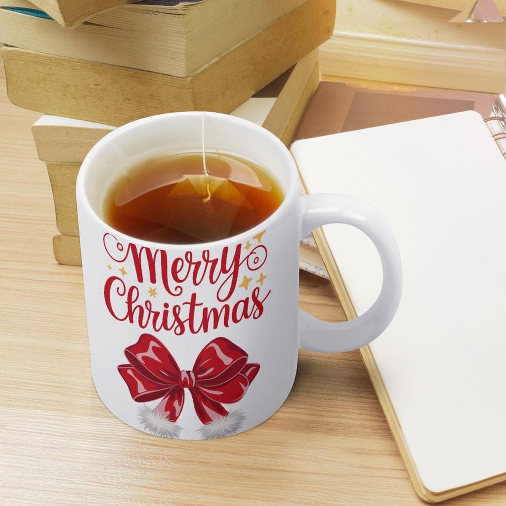 1pc 11oz Blank Ceramic Mug, Double-sided Printed Coffee Tea Cup, Glossy White Look, Ergonomic Handle, Kitchen-friendly, Ideal for Gifting