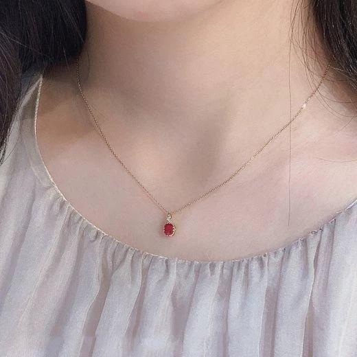 FY-0001 Red Zircon Necklace Women's 925 Sterling Silver Trendy Gold Plated Simple Fashionable Versatile Elegant Light Luxury