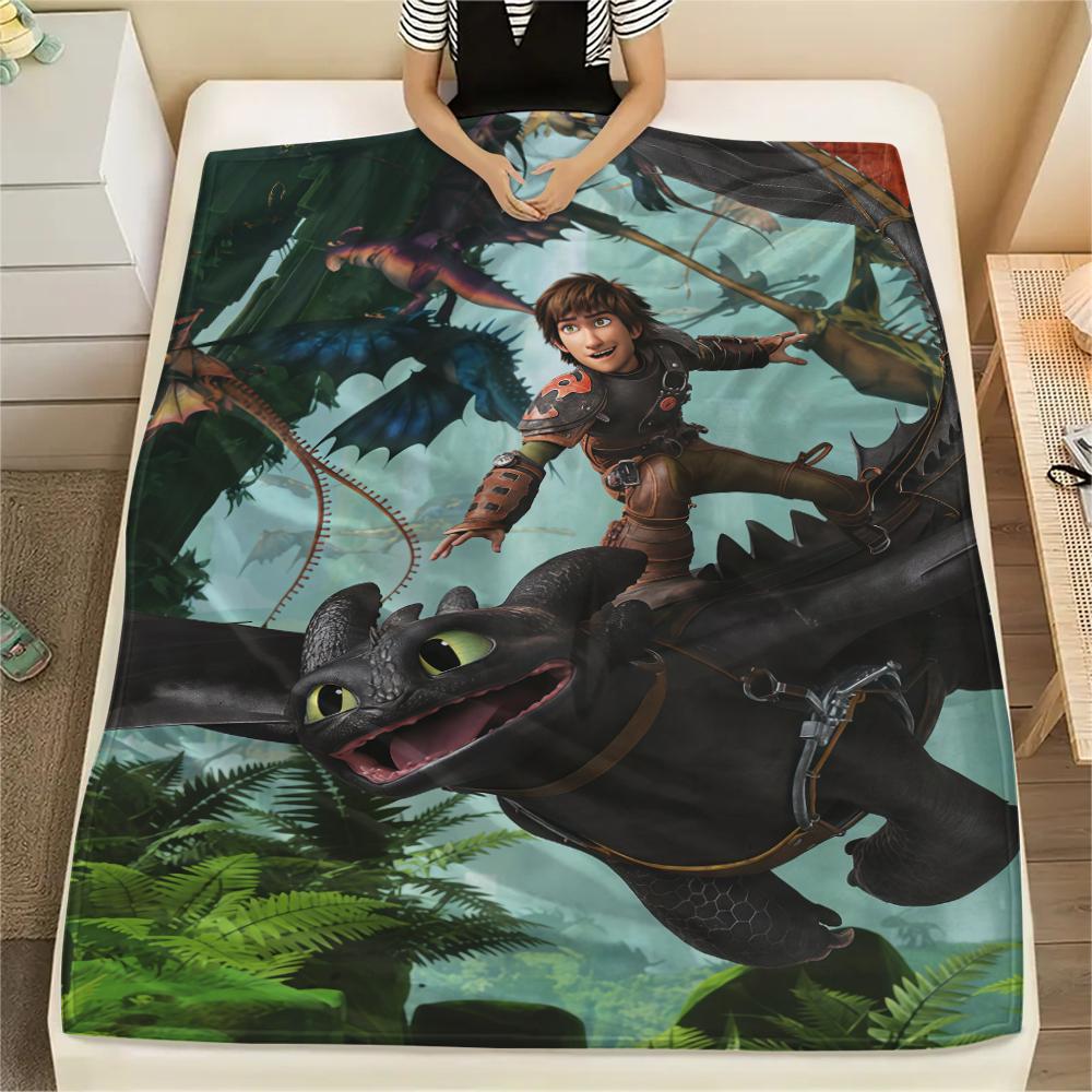 

1Pc How to Train Dragon Print Flannel Blanket, High quality Comfortable for All Seasons, Home Decor, Warmth and Comfort, Perfect for Christmas Gifts 80cm x 120cm