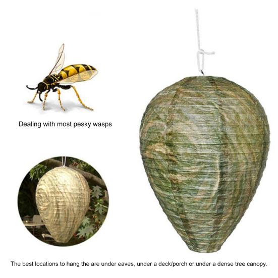 Wespennest-Lockvogel, zum Aufhängen, Bienenabwehr, Papierlaterne, 22 x 28 cm, Antrieb, Bienenstock, Wirbeltuch, umweltfreundlicher Edelstahl, für den Haus- und Gartenbereich