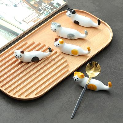 5pcs Kawaii Cat Chopstick Holder Ceramic Chopsticks Rest for Home Restaurant Dining Table Accessories Supplies Chop Stick Stand