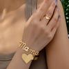 1 Set Of Stylish Minimalist Metal Letters Love Mama Open Women'S Bracelet Ring Set Mother'S Day Gift