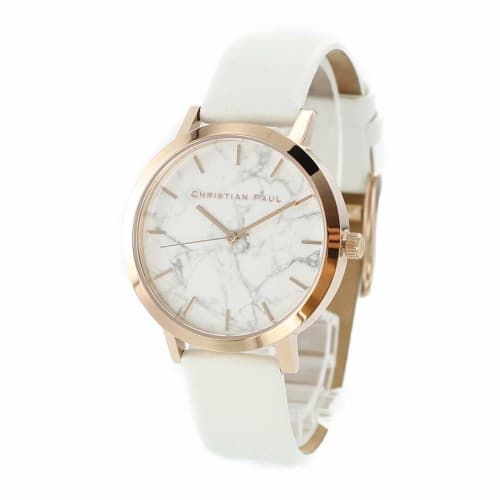 

Christian Paul Women s Marble White Genuine Leather Watch MWR3503