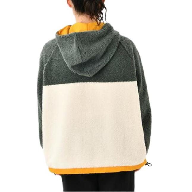 Vans Patchwork Hooded Pullover Sweatshirt Women Tops Green VN0A7YGXYQW