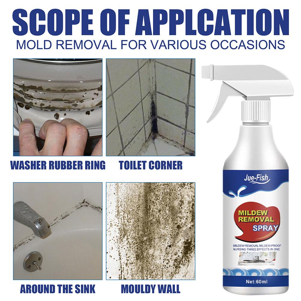 60ML Mildew Removal Spray Multipurpose Bathroom Mildew Cleaner Foam Descaler Spray for Walls Tiles Floors Sinks Bathtubs Toilets