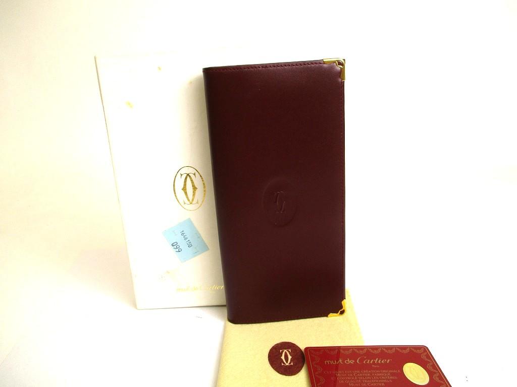 Authentic Cartier Must de Cartier Bordeaux Leather Bifold Long Wallet #a852  Refurbished