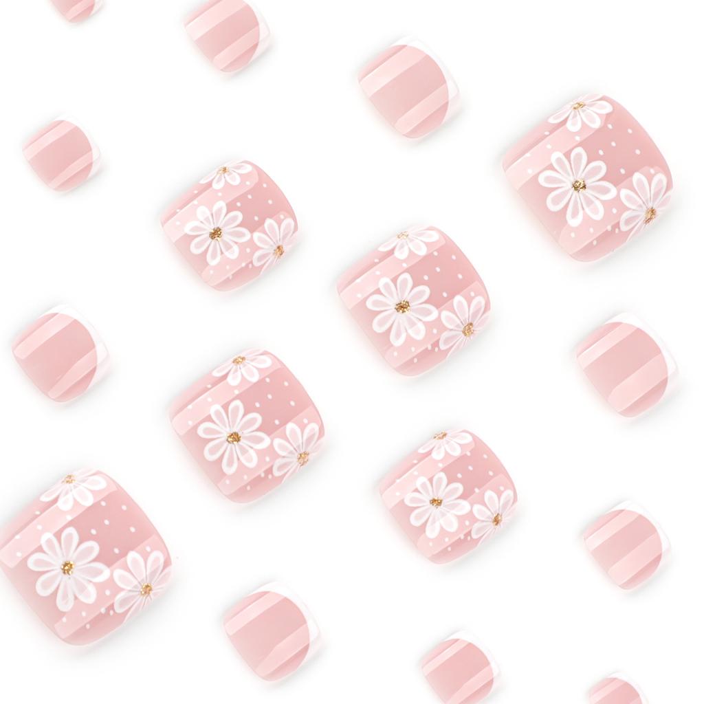 Piccole fresche fette per unghie dei piedi stile Ins Fiore bianco semplice Fette per unghie dei piedi Fiore bianco caldo Fette per unghie dei piedi francesi più vendute