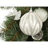 Decorated Styrofoam Bauble in White and Silver with Glitter, Size 8cm