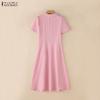 ZANZEA Lässiges Umlegekragen-Sommerkleid mit kurzen Ärmeln für Damen