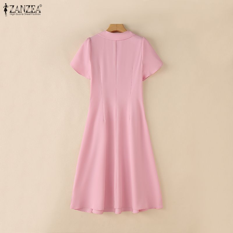 ZANZEA Lässiges Umlegekragen-Sommerkleid mit kurzen Ärmeln für Damen