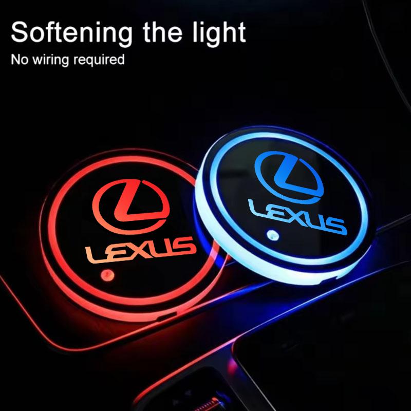 LED Lichtgevende Auto Waterbeker Onderzetter Houder 7 Kleurrijk USB Opladen voor LEXUS ES LS UX NX RZ RX LC IS GX Lexus Auto Accessoires