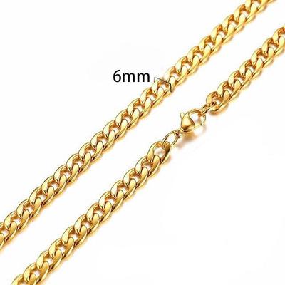 2023NK Gold Stainless Steel Unisex Hip Hop Long Necklace, Vacuum Electroplated