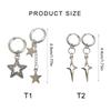 Gothic Punk Style Earrings Metal Drop Earrings Silver Color Star Crosses Pendant