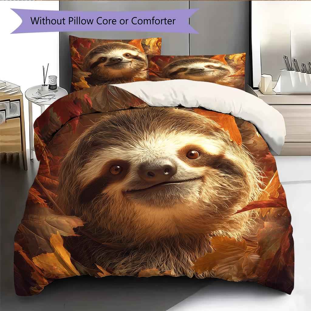 Sloth Pattern Bedding Home Decoration Birthday Gift (1 * duvet cover + 2 * pillowcase, without core)