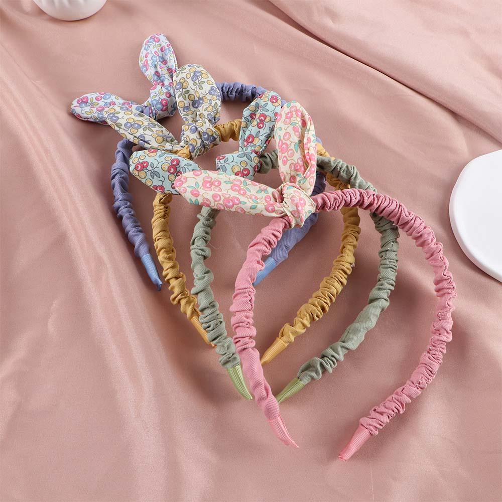 Retro Rabbit Ears Girls Kids Flowers Printed Hairband Hair Hoops Hair Accessories Bowknot Headband