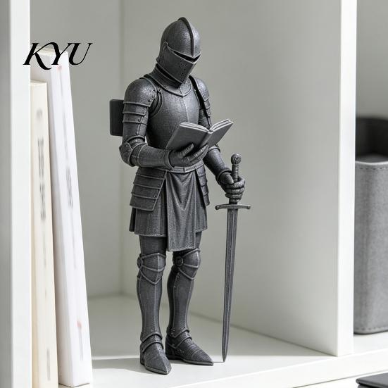 Reading Room Medieval Decor Knight Bookshelf Decor, Armored Bookend Statue, Gothic Library Shelf Decoration, Immersive Fantasy Interior Accents Castle