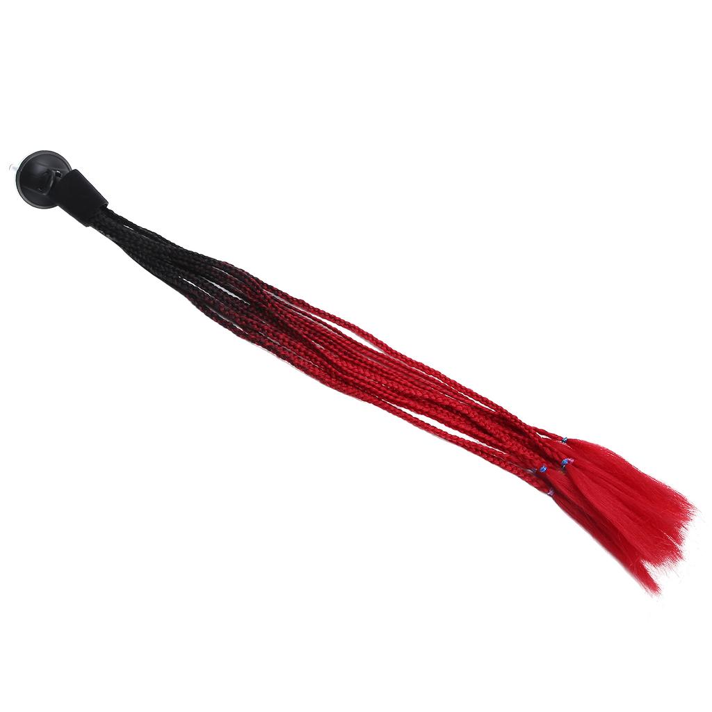 Helmet Braids Suction Cup Punk Style Motorcycle Helmet Pigtails Ponytail Gradient ColorBlack Red