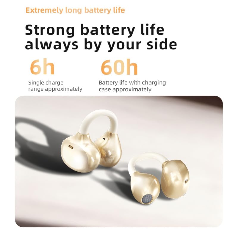 Xiaomi Clip-On Open Ear Wireless Bluetooth Headphones,Bluetooth 6.0 Sports Earphones with 60-Hour Battery, Comfortable Wearing,HD Call