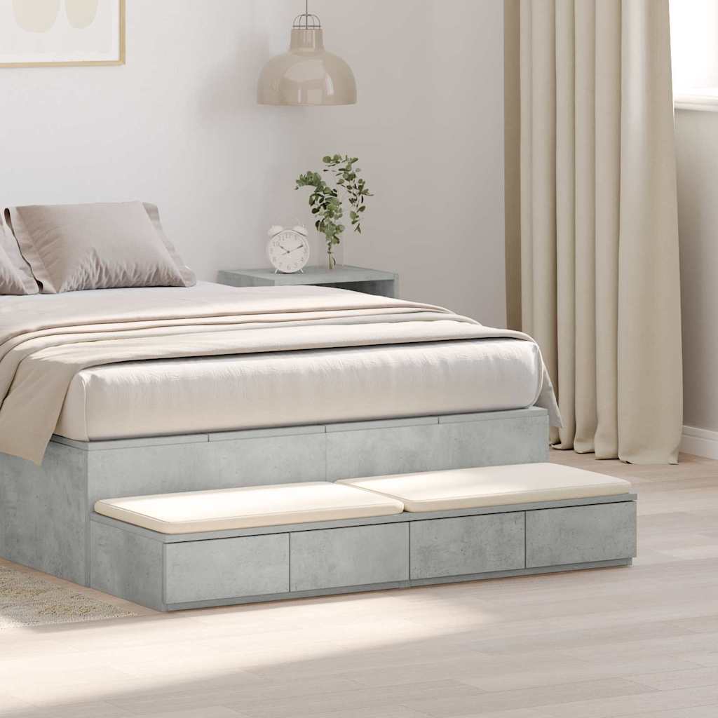 Bed Drawers Concrete Grey 120 X 36.5 X 16.5 Cm Particleboard