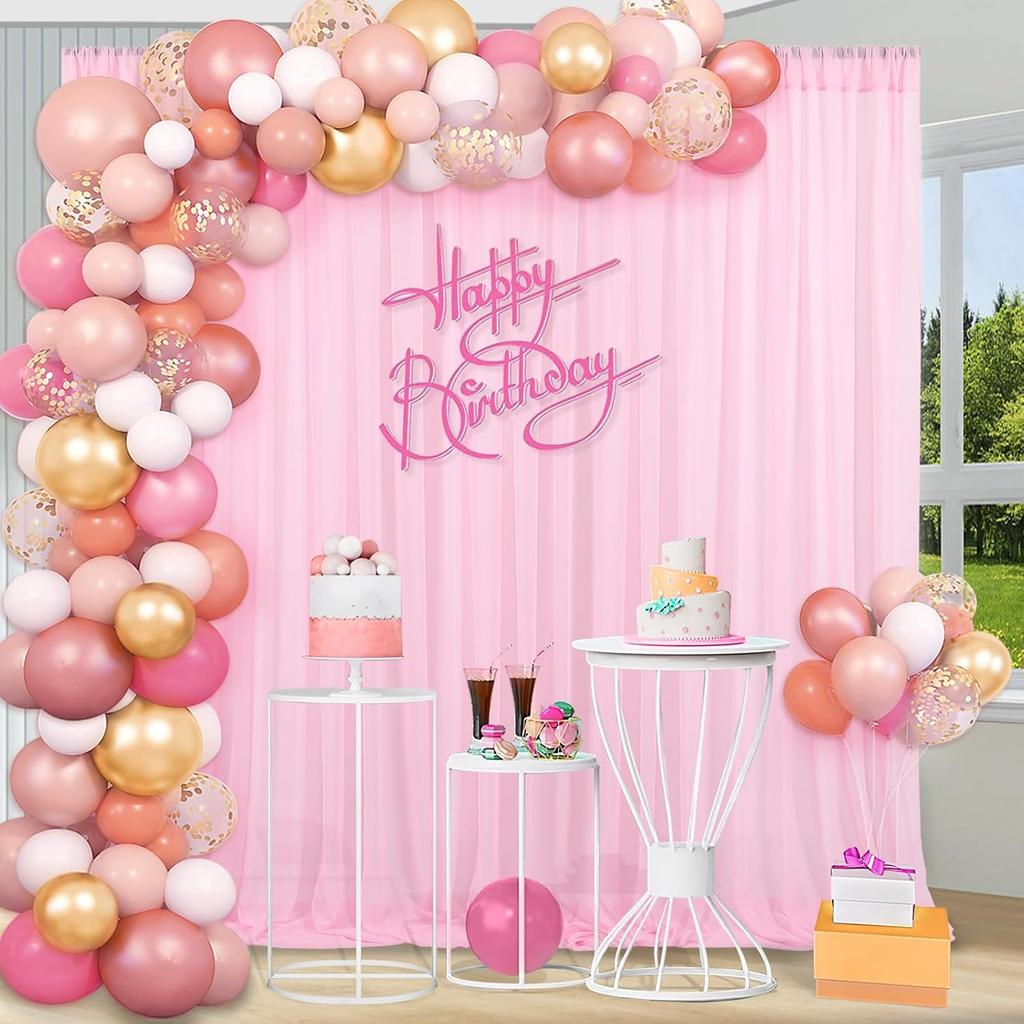White Sheer Chiffon Backdrop Curtains, Wedding Backdrops Drapes for Birthday Party Photo Back Drop Background Home Decorations