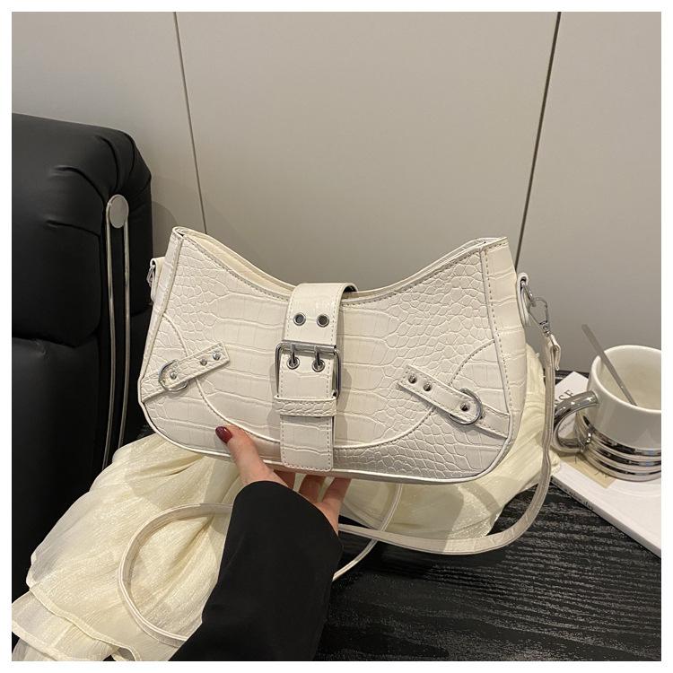 Temperament belt solid color new fashion texture casual simple shoulder crossbody handbag