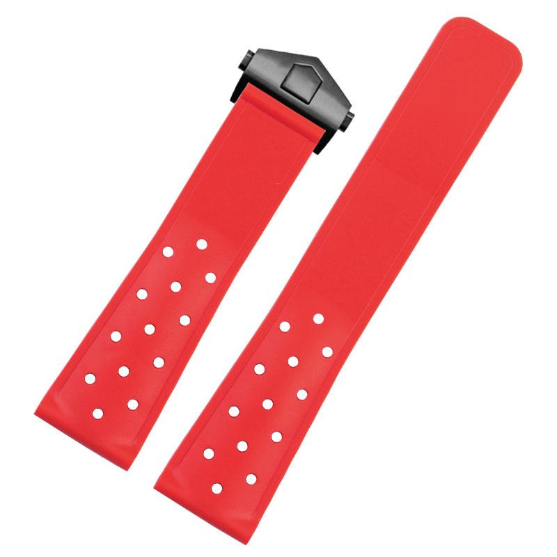 Klassisches 22 mm schwarzes, blaues und oranges, wasserdichtes Gummiarmband für TAG HEUER CARRERA AQUARACER Monaco F1 Silikon-Uhrenarmband