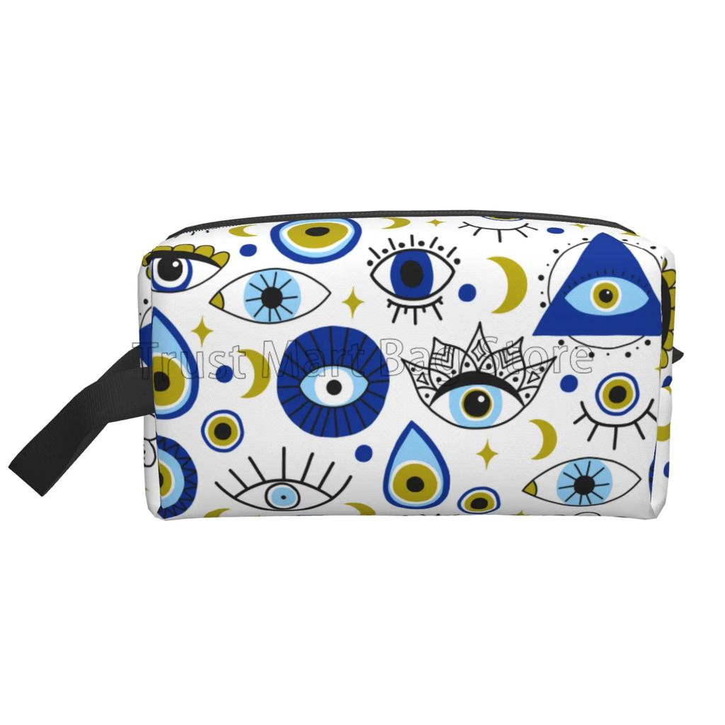 Abstrakte Kosmetiktasche mit Bösem Blick für Damen, wasserdicht, großes Fassungsvermögen, Reise-Make-up-Tasche, Organizer für Toilettenartikel