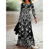 Casual Style Black and White Jacquard Pattern Print Design Women's Dress