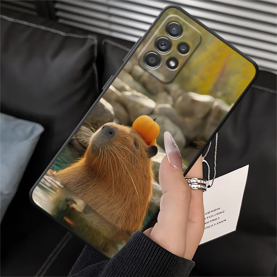Case for Samsung Galaxy A06 A01 A02 A03 A50 A70 A05 A04 A30 A40 A10 A20 Note 20 Ultra 9 10 Soft Back Phone Cover Cute Capybara