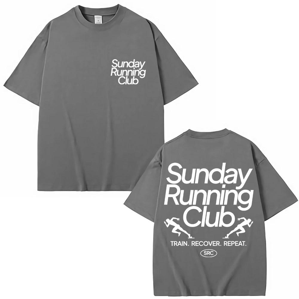 Sunday Running Club Graphic T-Shirts Men Women Sport Trendy Harajuku T Shirt Oversized Cotton Casual T Shirts