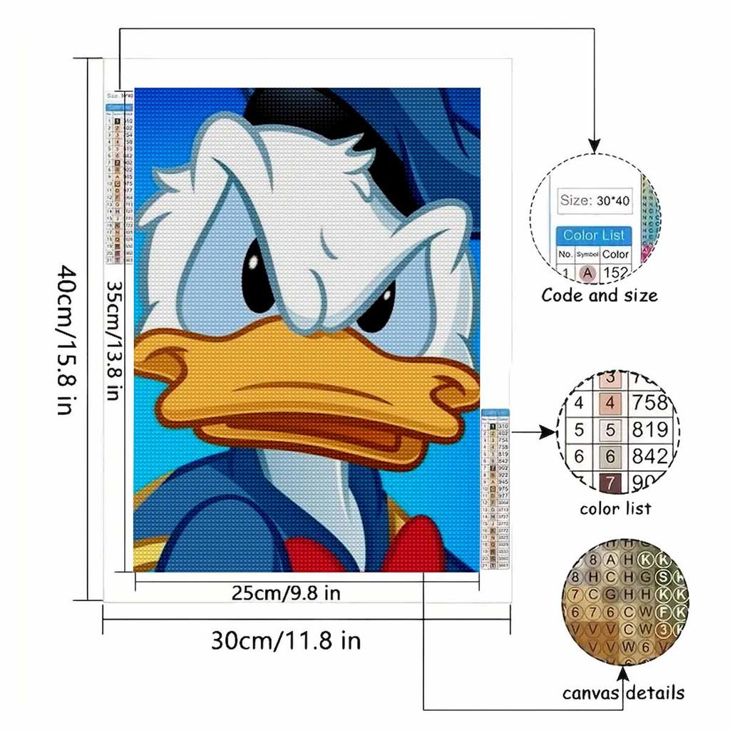 5D Diy Diamond Painting Angry Donald Duck Full Drill Rhinestones Mosaic Embroidery Handmade Products Home Decor Gift
