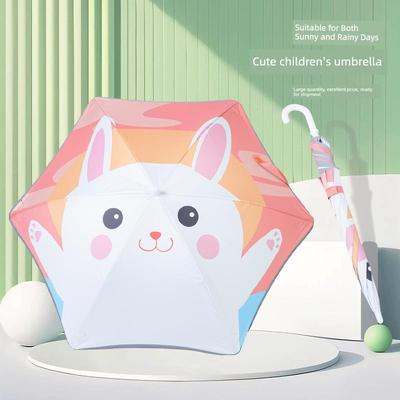 Hexagonal Children's Umbrella with Black Coating, Suitable for Elementary School Students, Kindergarten Kids, and Babies, Featuring Cute Cartoon