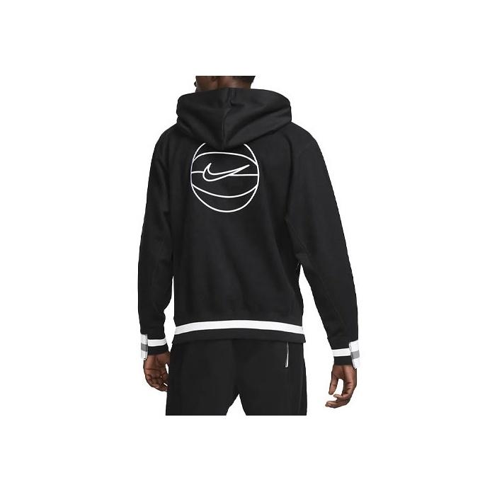 Nike Dri-FIT Standard Issue Logo Vintage Pattern Printed Striped Color Block Quick-Dry Basketball Hoodie Men hoodies Black FB6931-010
