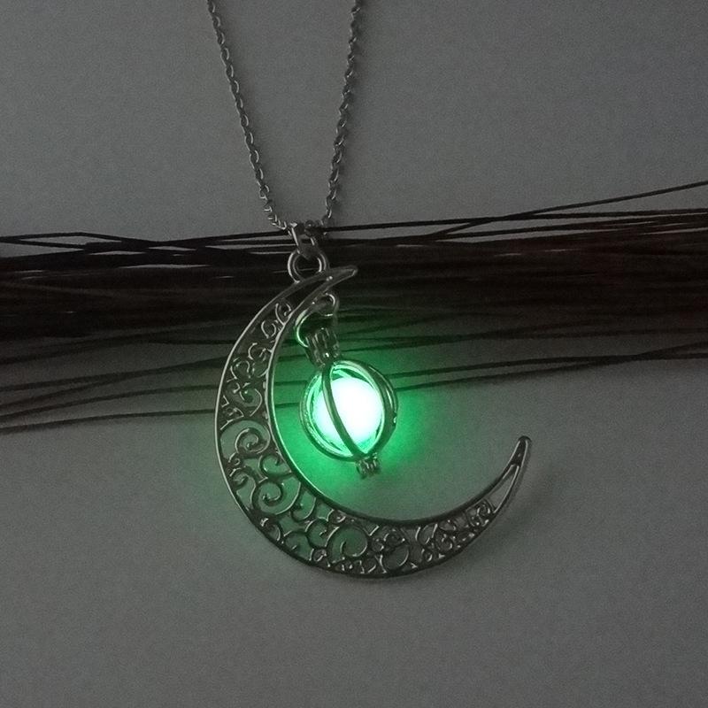 Luminous Moon Pumpkin Creative Necklace Halloween Amazon Women s Neck Chain Alloy Clavicle Chain 35cm