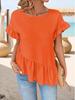2025 Summer European & American Style Loose Ruffle Sleeve Women's Casual Solid Top