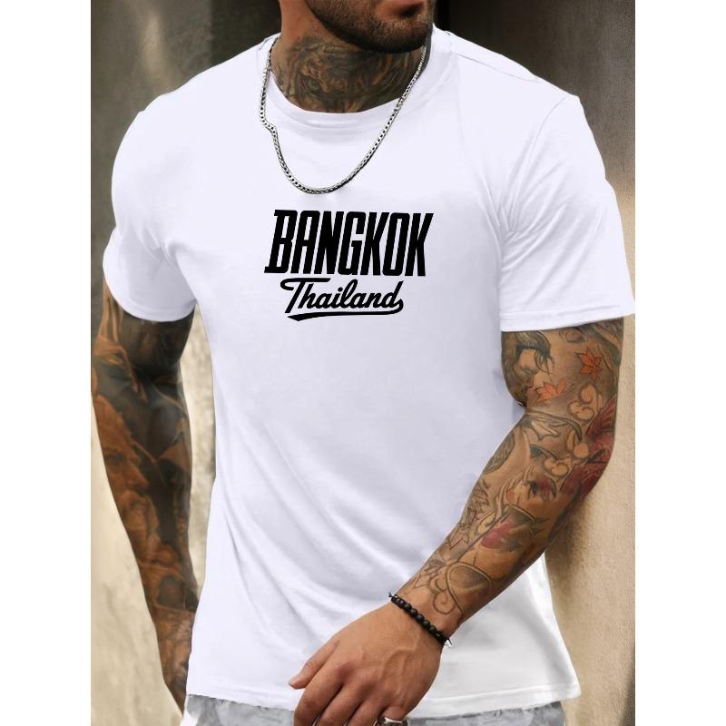European Size Men'S Summer Casual Short-Sleeve T-Shirt with Bangkok Thailand Graphic Design