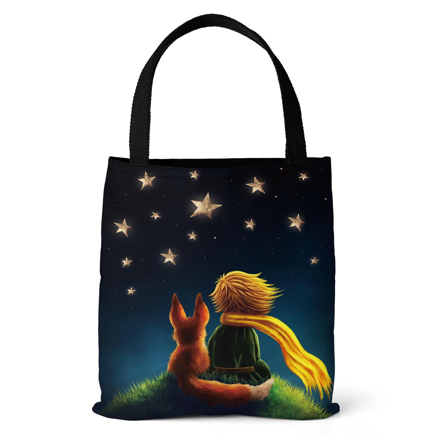 

Холщовая большая сумка серии Little Prince, модная сумка в стиле ретро, ​​сумка через плечо с цифровой печатью, женская сумка 37*33*25cm