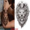 1 PC 210*114MM  Mermaid Temporary Tattoo For Women Men Realistic Fox Lion Flower Tattoos Sticker Back Arm Disposable Death Skull Fake Tatoo