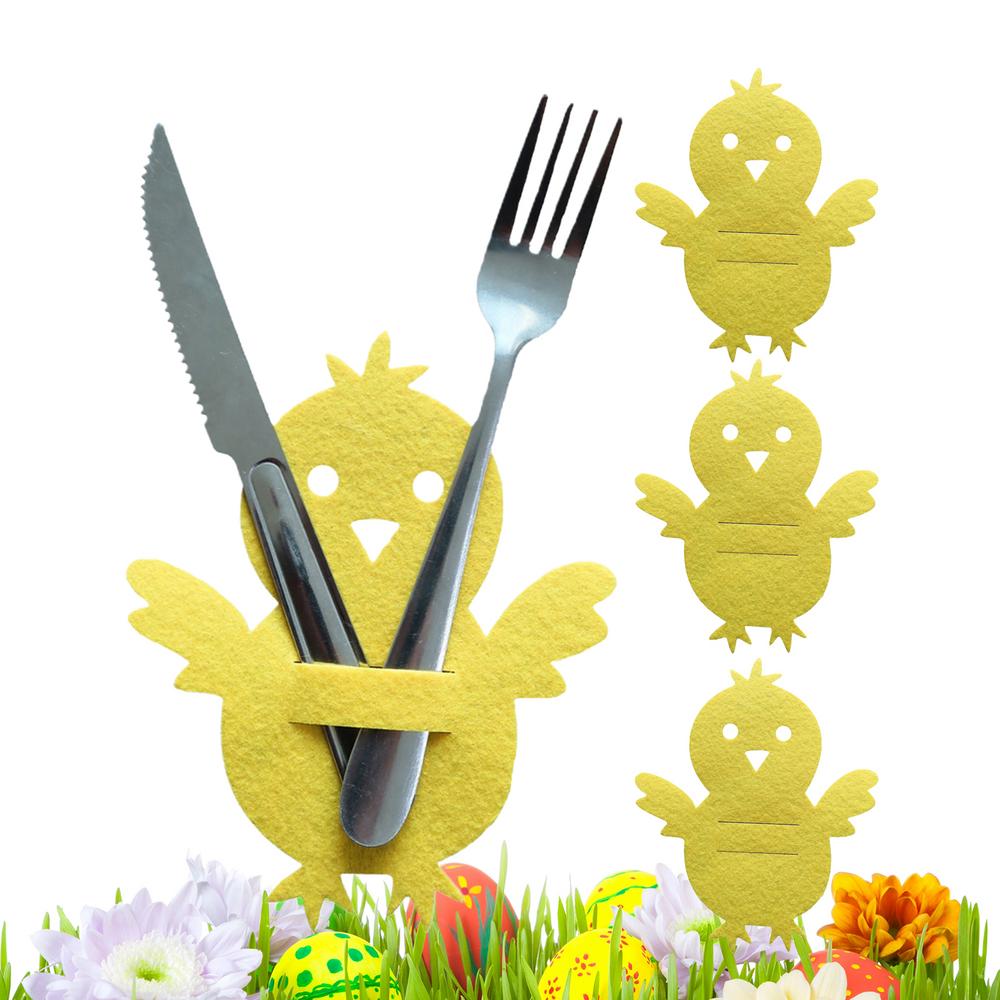 Мешочки для столовых приборов в форме цыпленка, 4 шт., Держатель для столовых приборов, Чехол для столовых приборов, Держатель для столовых приборов, Серебряные столовые приборы, Сумка-держатель as show