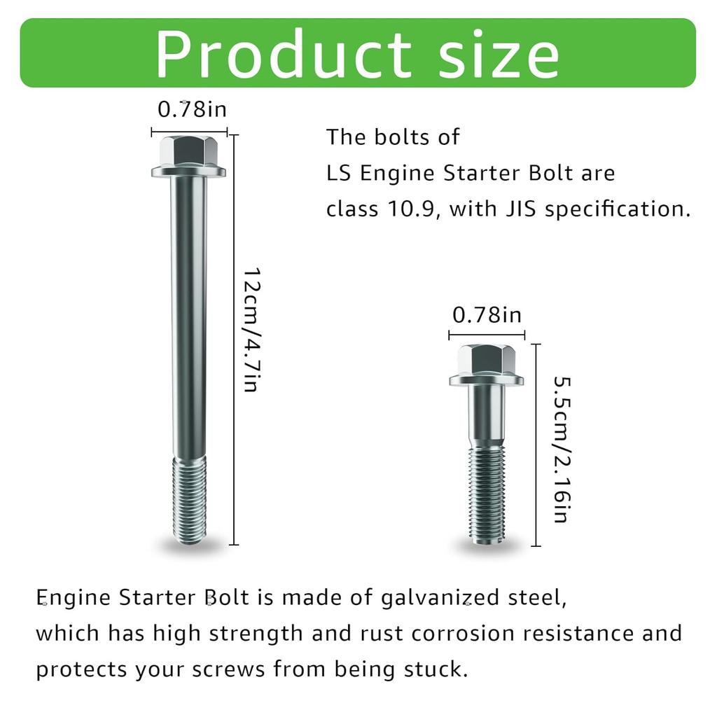 LS Engine Starter Bolts Kit - Long Short LSX LS1 Is Compatible With Camaro Corvette Silverado 4.8L 5.3L 6.0L 6.2L GM 1997-2014 LS Series Engine LS1