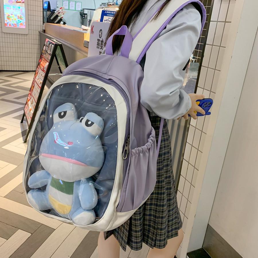 New Harajuku Ita Bag Backpacks Summer Nylon Transparent School Satchels Student Large Capacity Sweet Chic Shoulder Bag Mochila