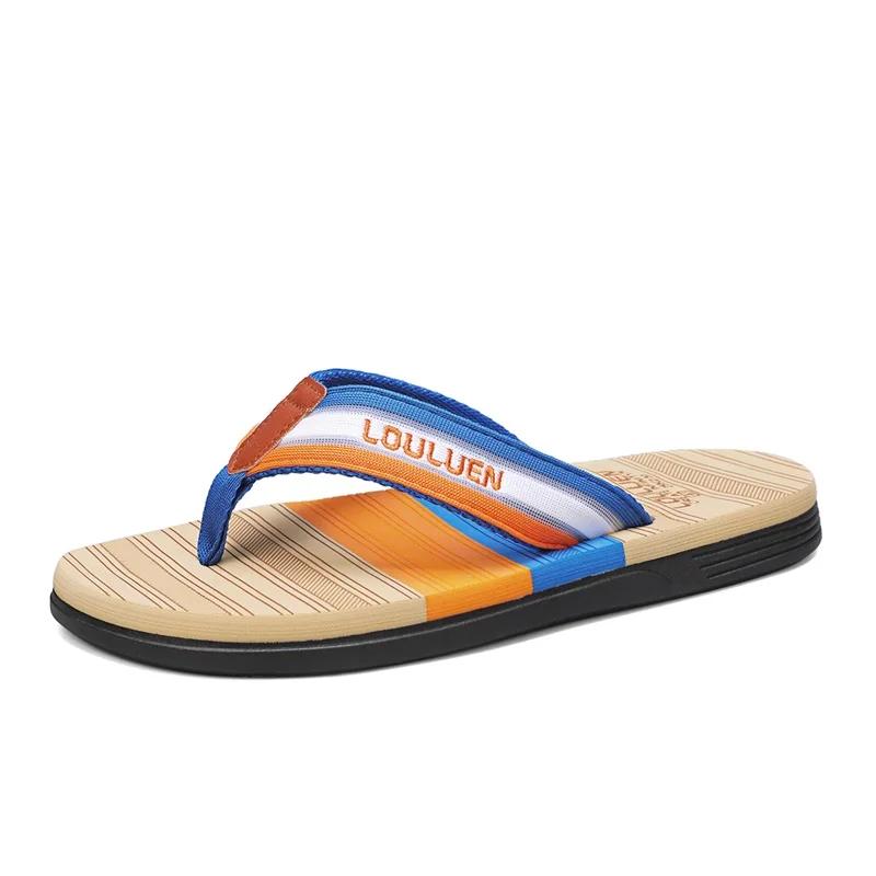 Fashion Hot Sale Flip Slops 2024 Fashion Yellow Men's Summer Slippers Non-slip Flat Flip Flops for Beach Men Slides Chanclas Para Hombre