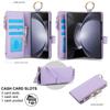 Crossbody Cards Solt Zipper Wallet Leather Case For Samsung Galaxy Z Fold 5 4 3 6 5G Wristband Ring Holder Kickstand Cash Pocket