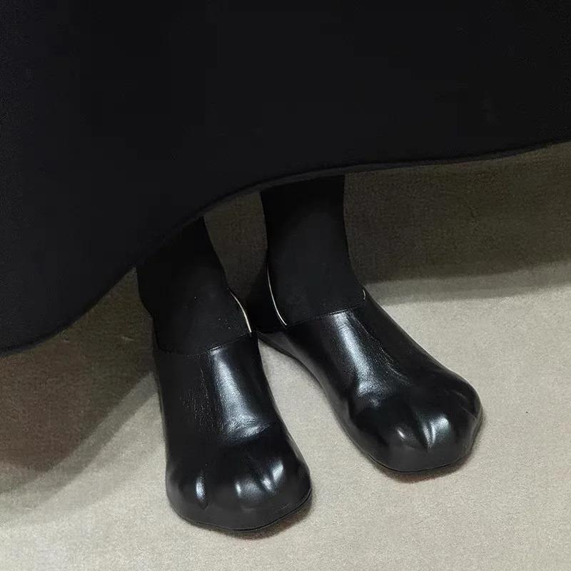 Round Toe Shoes Women Soft Casual Female Sneakers Flats Shallow Mouth Dress Rubber Mary Janes Rome Pu Lace-Up Leisure Flock