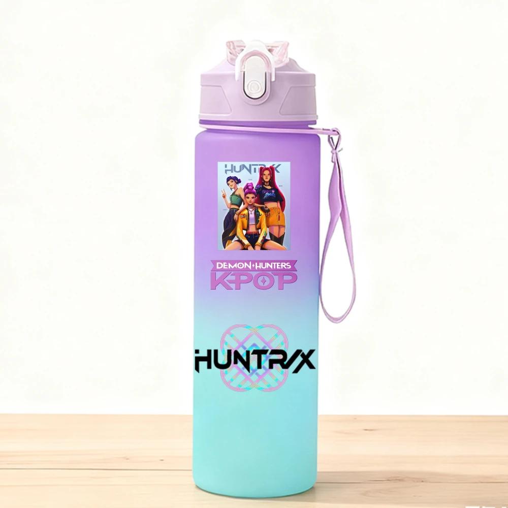 750ML KPop Demon Hunters Sport Water Bottle Adorable Cartoon Anime Plastic Cup Portable Cold Drink Box designed for Children Children